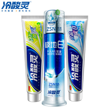 冷酸灵 极地白冰柠劲爽井盐爽白牙膏套装 牙膏新体验泵式牙膏套装470g
